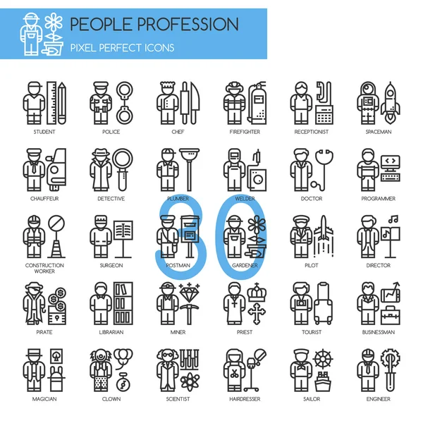 People Profession, thin line icons set — стоковый вектор