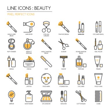 Güzellik, ince çizgi Icons set, piksel mükemmel simgesi