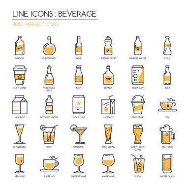 Beverage , thin line icons set ,pixel perfect icon