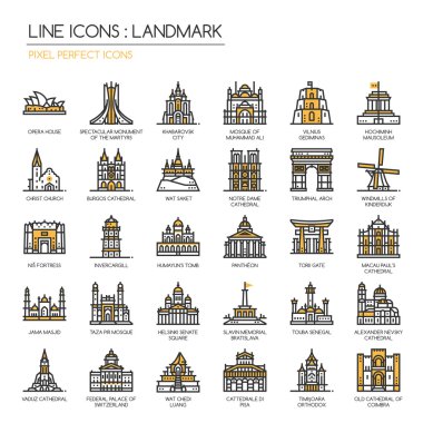 Landmark , thin line icons set ,pixel perfect icon clipart