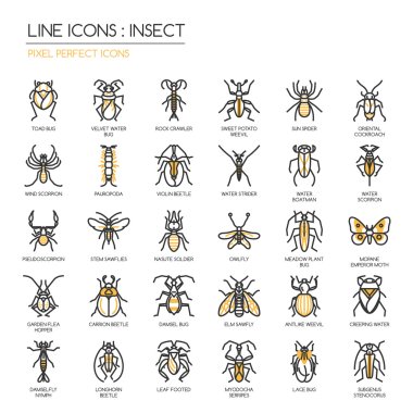 Böcek, ince çizgi simgeler kümesi, piksel mükemmel simgesi