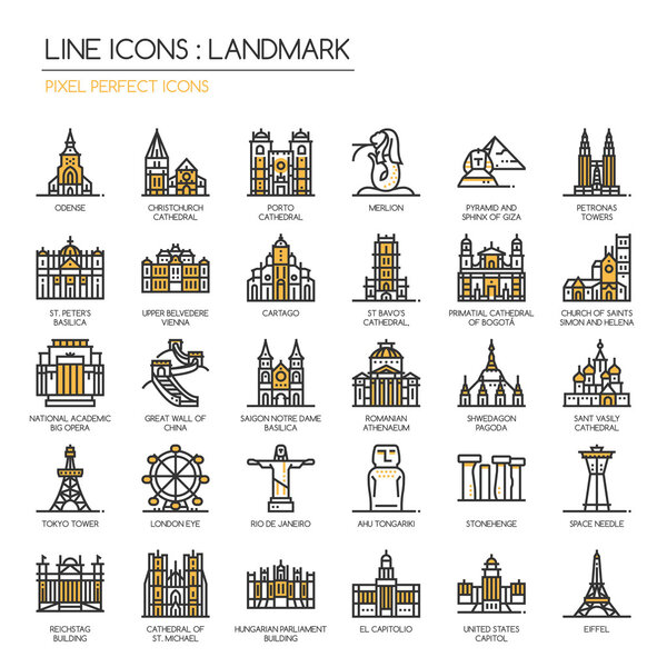Landmark , thin line icons set ,pixel perfect icon