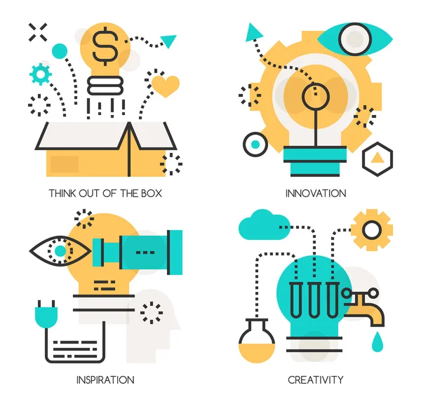 Flat line design vector illustration concepts of Think out of th — Stock Vector