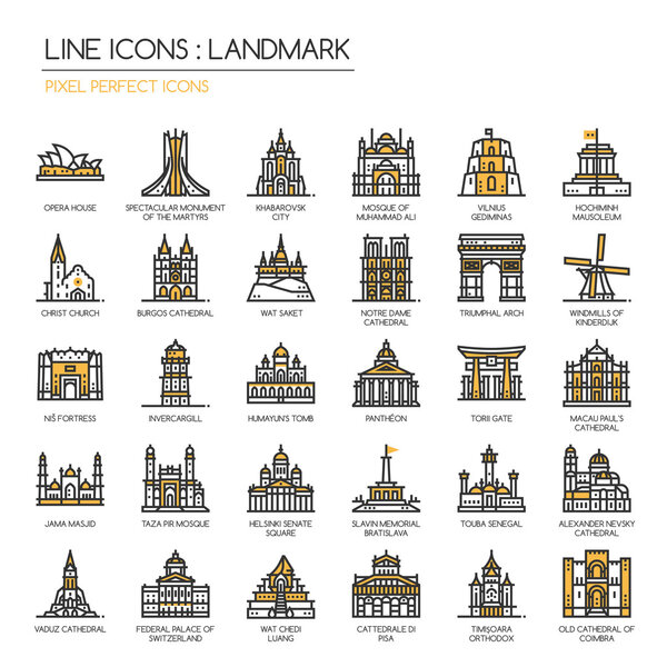 Landmark , thin line icons set ,pixel perfect icon