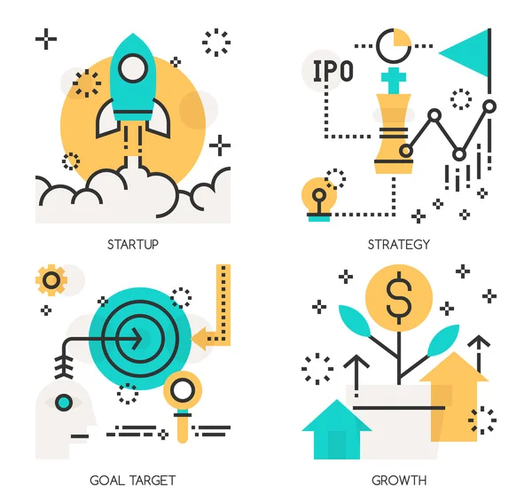 Flat line design vector illustration concepts of Startup , Strat — Stock Vector