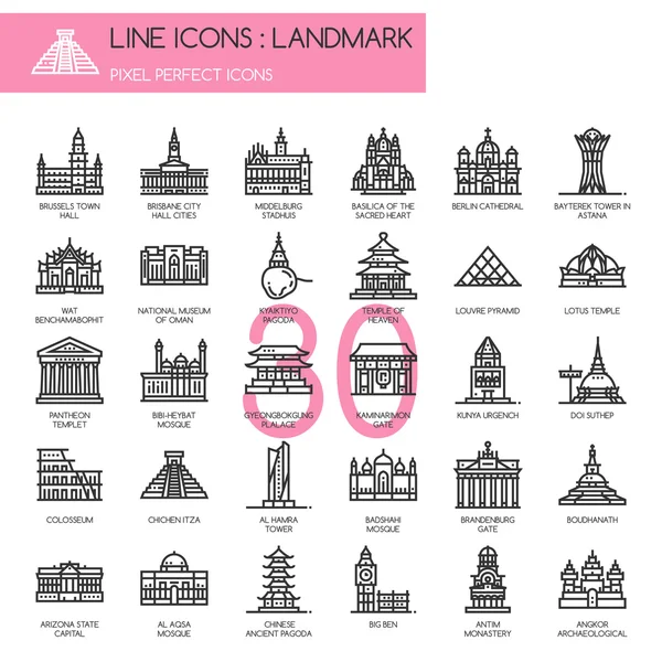 Landmark , thin line icons set ,pixel perfect icon — Stock Vector