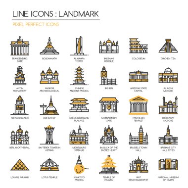 Landmark , thin line icons set ,pixel perfect icon clipart