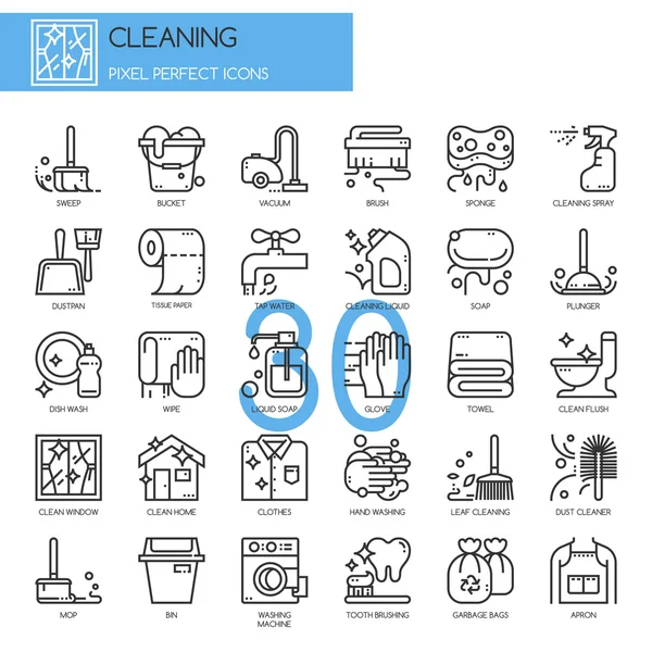 Cleaning , thin line icons set — Stock Illustration Cleaning , thin line icons set Royalty Free Stock Illustrations