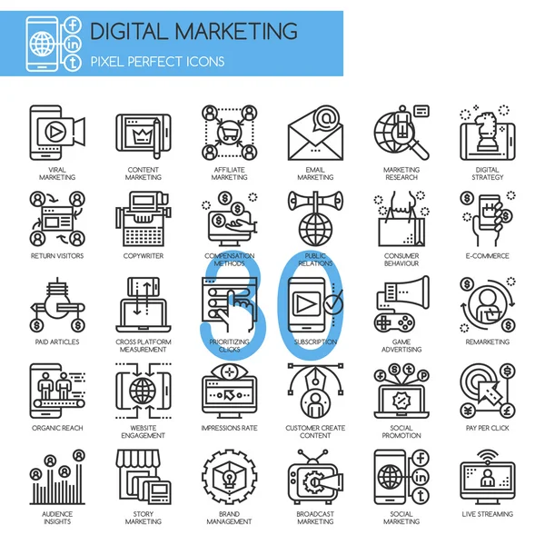 Ensemble d'icônes marketing numérique — Image vectorielle