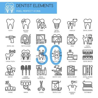 Dentist pixel icons clipart
