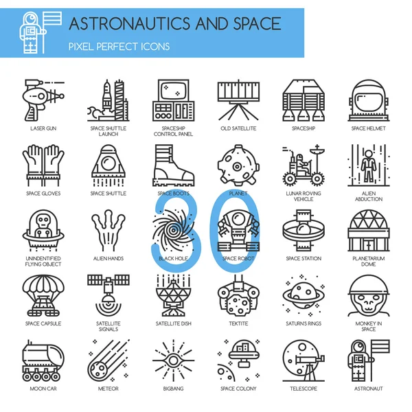 Αστροναυτική και χώρο εικονίδια — Διανυσματικό Αρχείο
