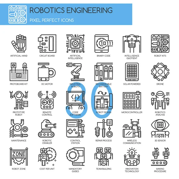 Ícones de engenharia robótica —  Vetores de Stock