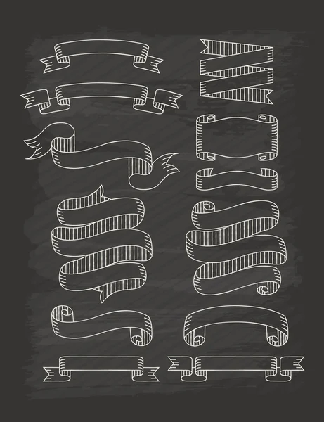 Set of ribbons  in vintage style with chalkboard — Stock Vector