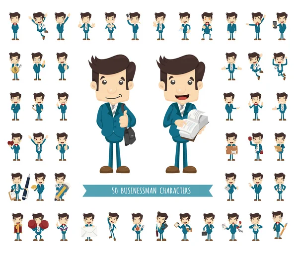 Set of businessman character — Stock Vector