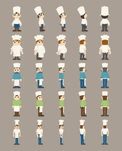 Ensemble de chef, personnages de costumes — Image vectorielle