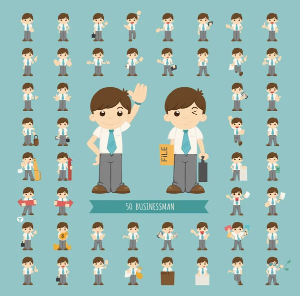 Set of businessman character — Stock Vector