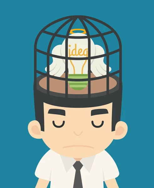 Businessman idea inside the birdcage — Stock Vector