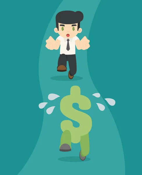 Businessman running to the money — Stock Vector