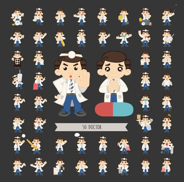 Ensemble de personnages de médecin pose — Image vectorielle