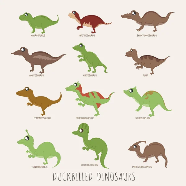 Verzameling van Duckbilled dinosauriërs — Stockvector