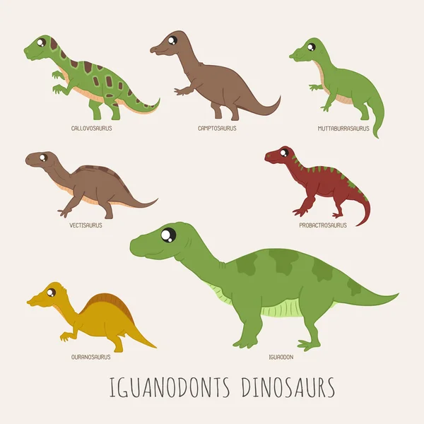 Verzameling van Iguanodonts dinosauriërs — Stockvector