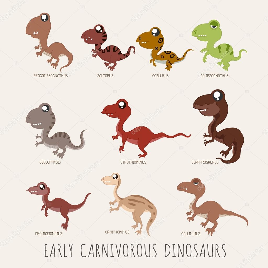 Set of Early carnivorous dinosaurs