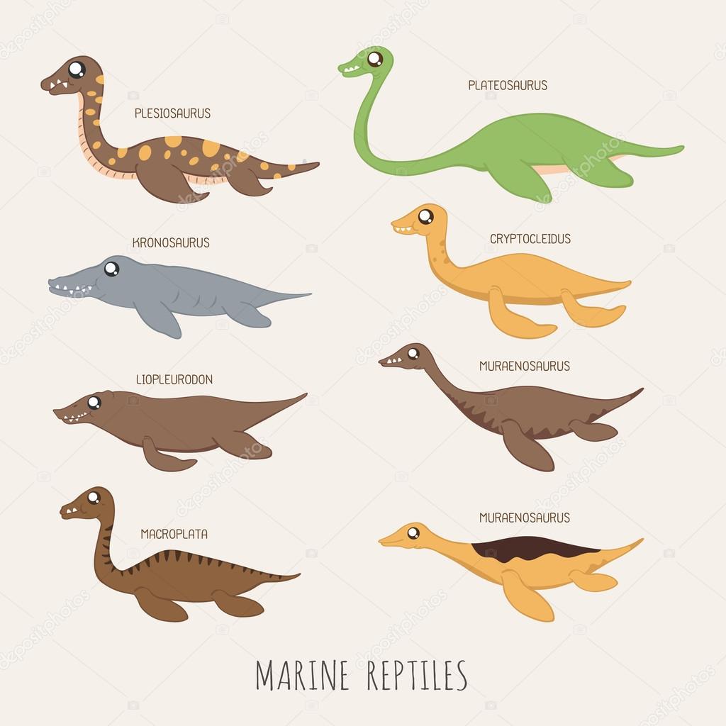 Set of Marine repitles dinosaurs