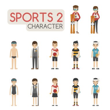 Çizgi film spor karakter kümesi 