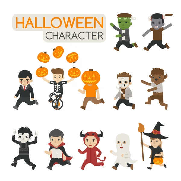 Set van halloween kostuum tekens, trick or treat — Stockvector