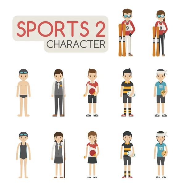 Conjunto de personagens desportivos de desenhos animados — Vetor de Stock