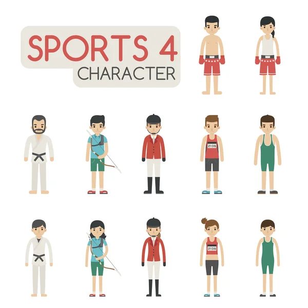 Conjunto de personagens desportivos de desenhos animados — Vetor de Stock