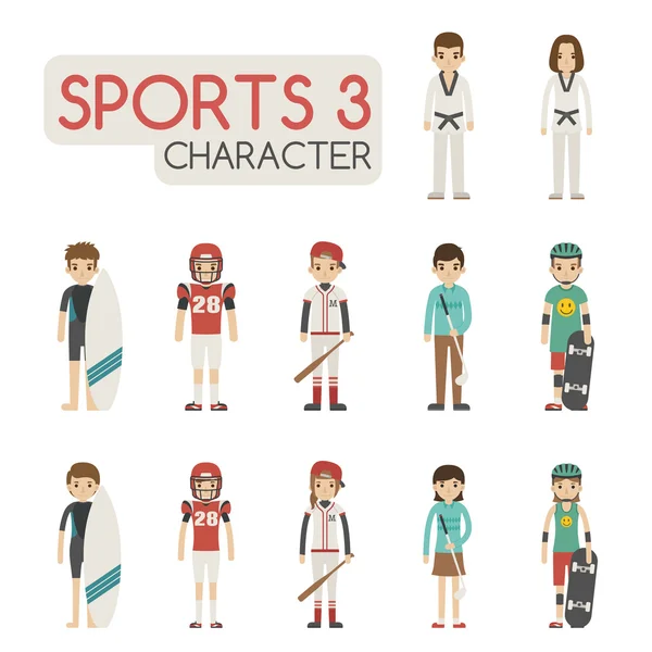 Conjunto de personajes deportivos de dibujos animados — Vector de stock