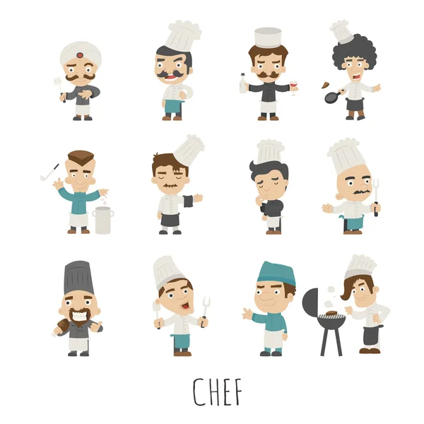 Ensemble de personnages de costume de chef — Image vectorielle