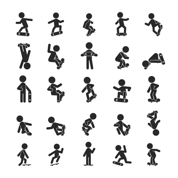 Set of Skateboard Boy, Human pictogram Icons — стоковый вектор