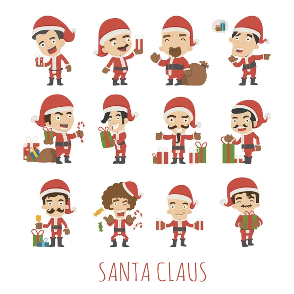Conjunto de personagens de traje de Papai Noel —  Vetores de Stock