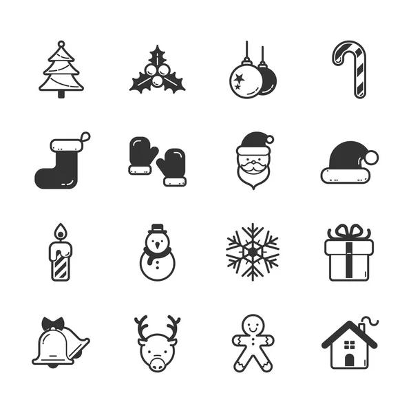 Conjunto de alegres iconos de Navidad — Vector de stock