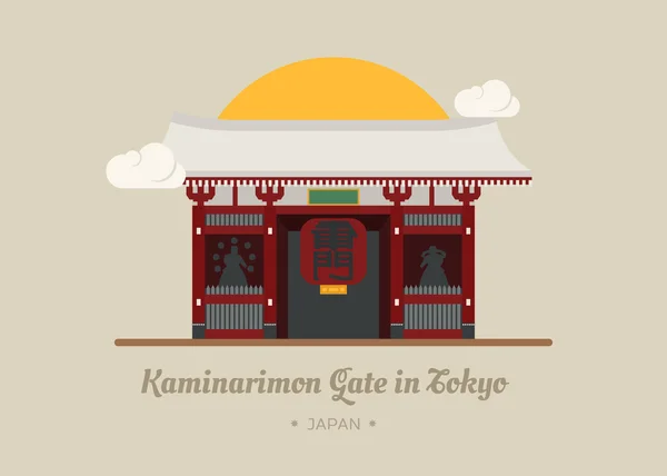 Puerta Kaminarimon en Tokio, Japón — Vector de stock