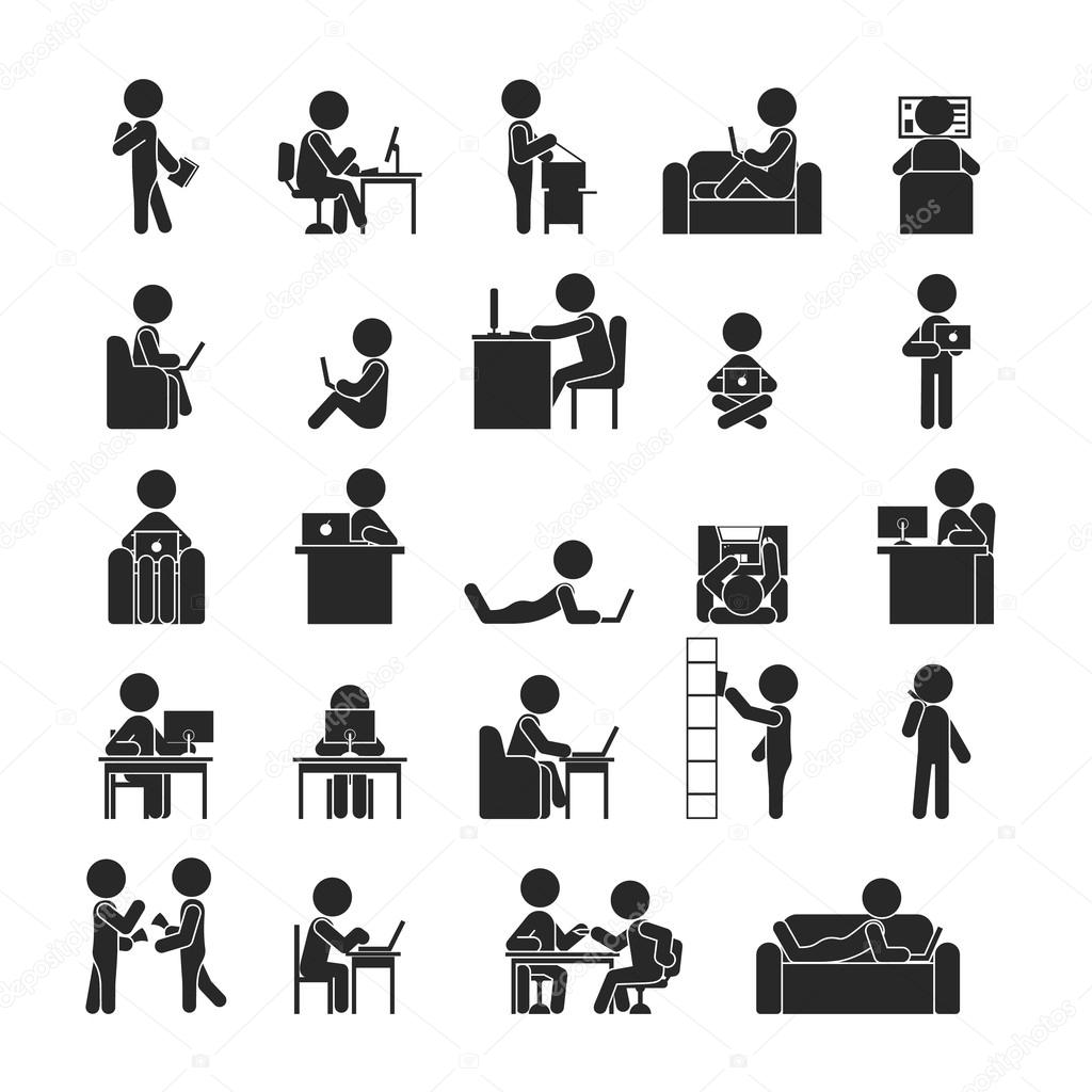 Set of businessman working , Human pictogram Icons