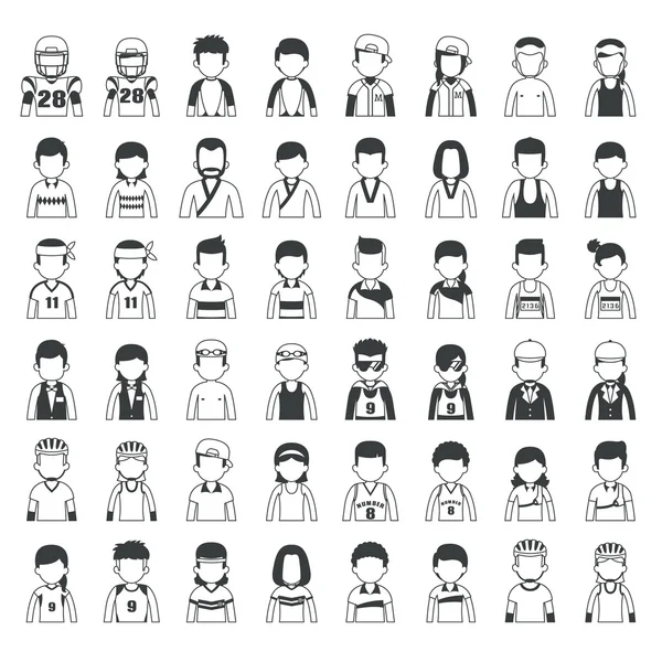 Conjunto de personajes deportivos — Vector de stock