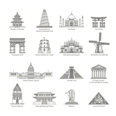 Dünya landmark Icon set