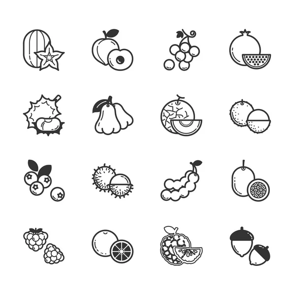 Set van groenten en fruit pictogrammen — Stockvector