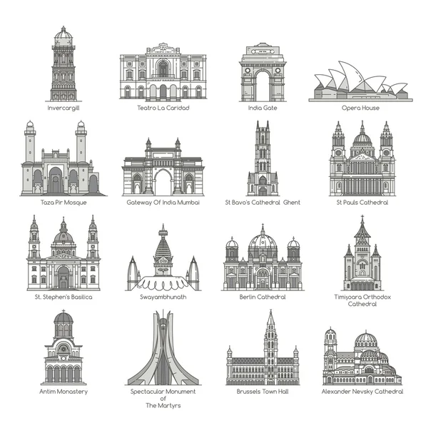 World Landmark Icon Set — Stock Vector