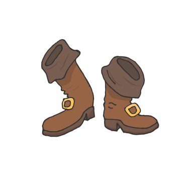 Çizme kontur çizimi. Vektör çizimi. Hisse senedi. Çizmeler. Renkli resim