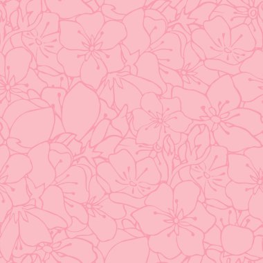 Renkli kusursuz bir arkaplan. Vektör çizimi. Hisse senedi. Çiçek izi. Pembe arka plan. Pembe dış hat