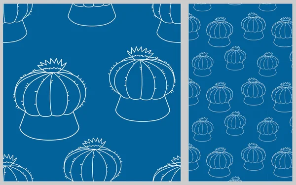 Безшовний Візерунок Кактусом Круглий Кактус Квіткою Векторні Ілюстрації Схема Яскрава — стоковий вектор