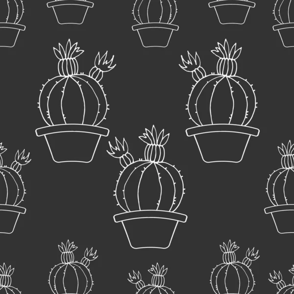 Fondo Con Cactus Patrón Sin Costuras Cactus Una Olla Vector — Archivo Imágenes Vectoriales