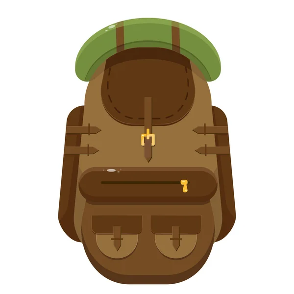Separate Element Hiking Backpack Bag Vector Illustration — Stok Vektör