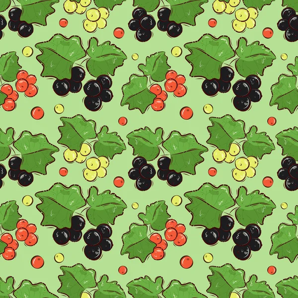 Bright Pattern Fresh Berries Garden Currant Pattern Kitchen Summer Theme — Stock Vector