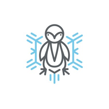 Penguen kar tanesi sembolü, izole vektör logosu