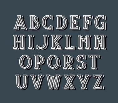 3d efekt gölgesi ile grafik zarif serif yazı tipi.